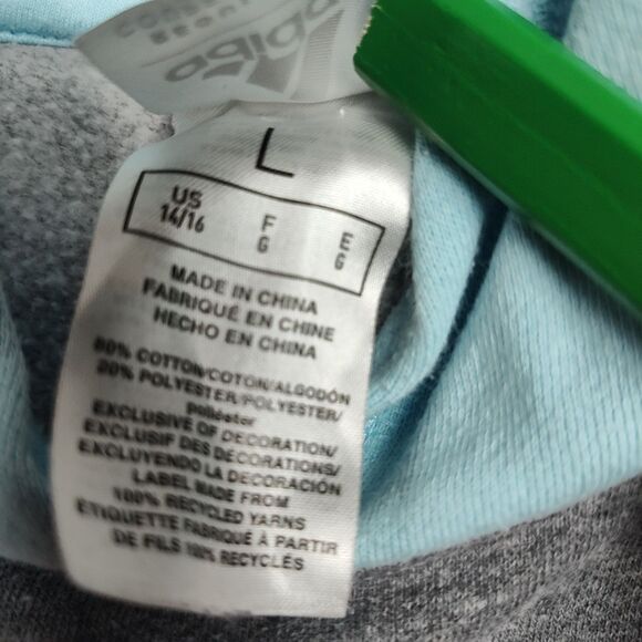 Adidas Hoodie Sweatshirt Boys' Size L 14/16 Multicolor Embroidered Logo Pockets - Picture 9 of 10